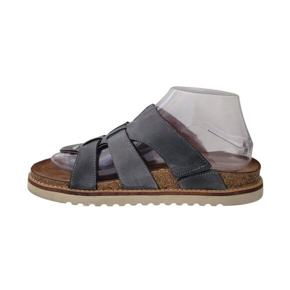 Taos MAGNIFICENT Steel Leather Adj Strap Sandals w/ Cork Footbed Women's 8-8.5 - Picture 1 of 8